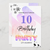 *~* JEDES ALTER Abstrakt Doodle Watercolor Geburts Einladung (Vorne/Hinten)