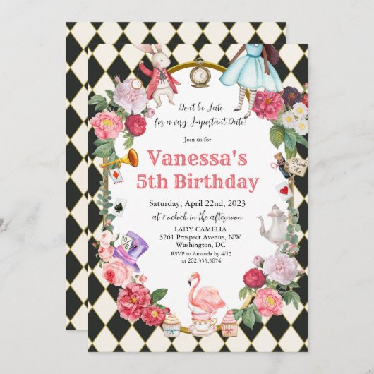 JEDES ALTER - Afrikanische amerikanische Alice im Einladung (Vorne/Hinten)