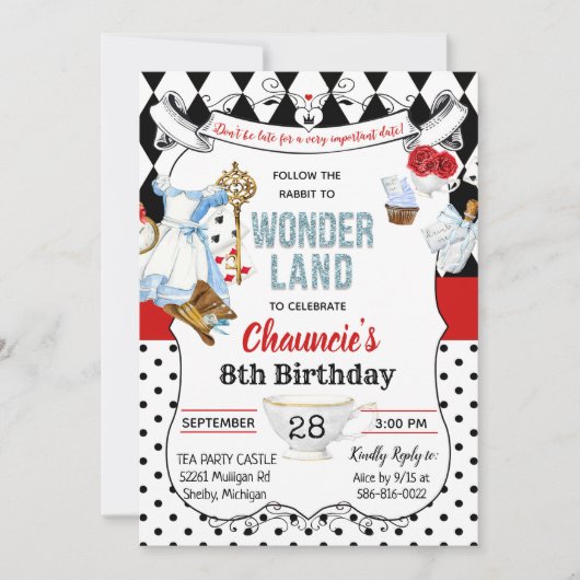 JEDES ALTER - Alice im Wunderland Einladung zum Ge (Vorderseite)