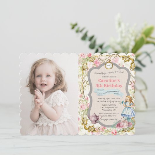 JEDES ALTER - Alice im Wunderland Einladung zum Ge (Stehend Vorderseite)