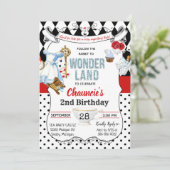 JEDES ALTER - Alice im Wunderland Geburtstag Einladung (Stehend Vorderseite)