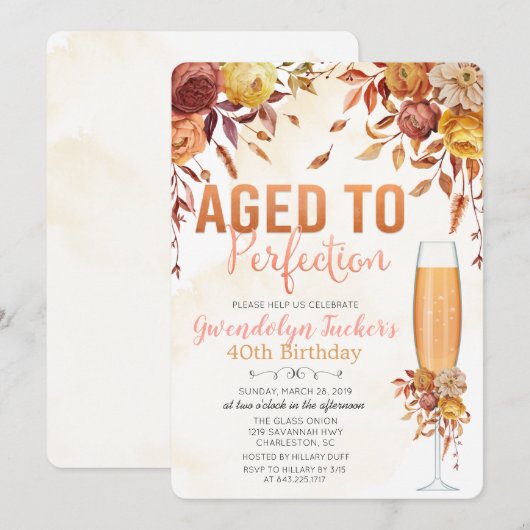 JEDES Alter - Alter bis Perfektion Geburtstagseinl Einladung (Vorne/Hinten)