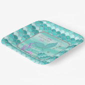 JEDES ALTER Aquamarin Mermaid Silberner Glitzer Ha Pappteller (Gewinkelt)