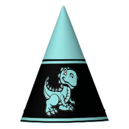 Jedes Alter Aquamarin und schwarz T Rex Dinosaurie Partyhütchen