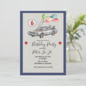 JEDES ALTER - Auto Boy Geburtstagsparty Einladung (Stehend Vorderseite)