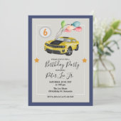 JEDES ALTER - Auto Boy Geburtstagsparty Einladung (Stehend Vorderseite)