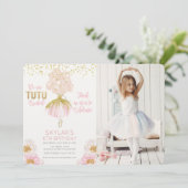 JEDES ALTER - Ballerina Foto Einladung zum Geburts (Stehend Vorderseite)