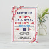 JEDES ALTER - Baseball Vintager Geburtstag Einladu Einladung (Stehend Vorderseite)