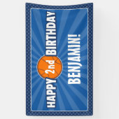 Jedes Alter Basketball Blue Birthday Banner (Vertikal)