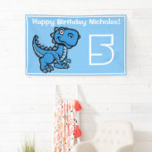 Jedes Alter Blue T Rex Dinosaurier Geburtstag Banner (Insitu)