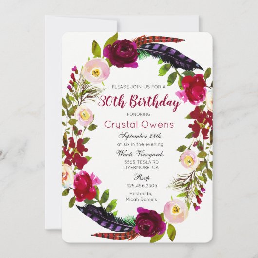 JEDES ALTER - Blumenbeere zum Geburtstag Einladung (Vorderseite)