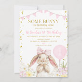 JEDES ALTER Bunny Pink Aquarell Wildblume Geburtst Einladung (Vorderseite)