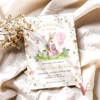 JEDES ALTER Bunny Pink Aquarell Wildblume Geburtst Einladung