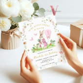 JEDES ALTER Bunny Pink Aquarell Wildblume Geburtst Einladung