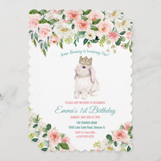 JEDES ALTER - Bunny Watercolor - Einladung zum Geb (Vorne/Hinten)