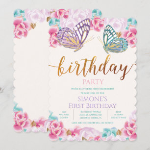 JEDES ALTER - Butterfly Geburtstag Einladung