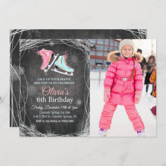 JEDES ALTER - Chalk Ice Skaten zum Geburtstag Einl Einladung