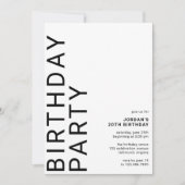 Jedes Alter | Cool Moderner Minimaler Unisex Gebur Einladung (Vorderseite)