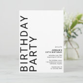 Jedes Alter | Cool Moderner Minimaler Unisex Gebur Einladung (Stehend Vorderseite)