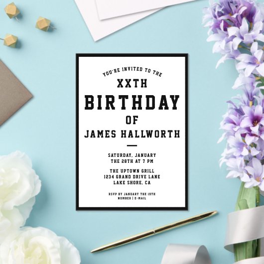 JEDES ALTER Cooler Geburtstag Einladung | Schwarz/ (In Situ (Hochzeit))