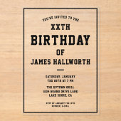 JEDES ALTER Cooler Geburtstag Einladung | Schwarz (Vorderseite)