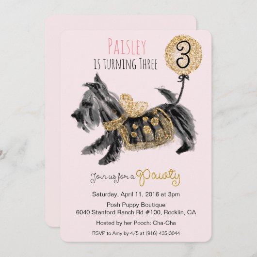 JEDES ALTER - Couture Welpen Hund Einladung zum Ge (Vorne/Hinten)