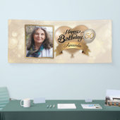 Jedes Alter Cream Gold Elegante Geburtstag Banner (Messe)