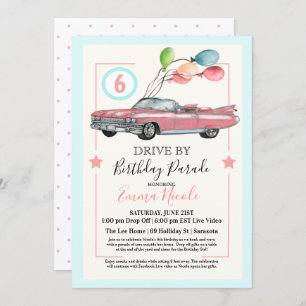 JEDES ALTER - Drive by Virtual Girl Birthday Party Einladung