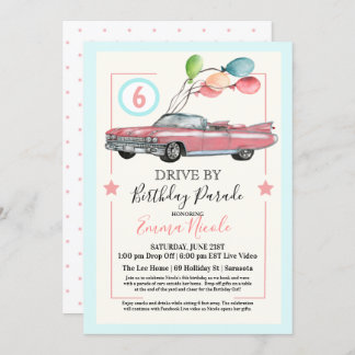 JEDES ALTER - Drive by Virtual Girl Birthday Party Einladung