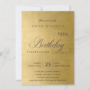 JEDES ALTER EINFACHE ELEGANTE GOLDSCHRIFT GEBURTST EINLADUNG