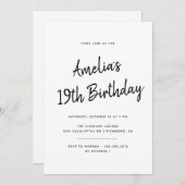 Jedes Alter | Einfache Schwarz-Weiß-Schrift Geburt Einladung (Vorne/Hinten)