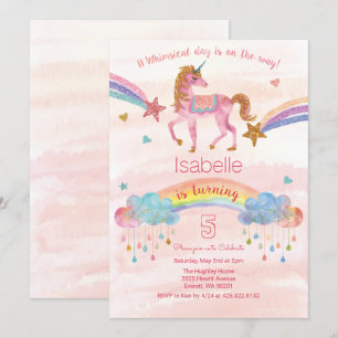 JEDES ALTER - Einhorn Glitter Geburtstagseinladung Einladung