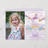 JEDES ALTER - Einhorn Glitzer Einladung zum Geburt (Vorne/Hinten)