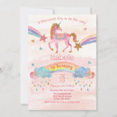 JEDES ALTER - Einhorn Glitzer Einladung zum Geburt (Vorderseite)