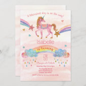 JEDES ALTER - Einhorn Glitzer Einladung zum Geburt (Vorne/Hinten)