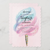 JEDES ALTER - Einladung von Cotton Candy Geburtsta (Vorne/Hinten)