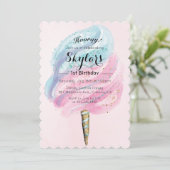 JEDES ALTER - Einladung von Cotton Candy Geburtsta (Stehend Vorderseite)