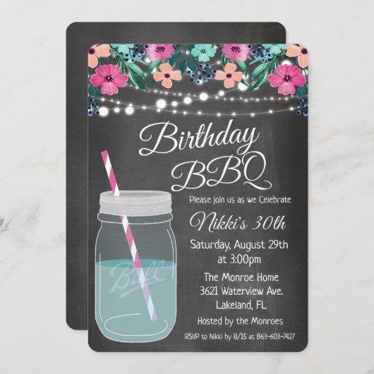 JEDES ALTER - Einladung von GRILLEN Mason Jar zum (Vorne/Hinten)