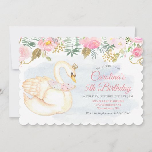 JEDES ALTER - Einladung von Swan Floral zum Geburt (Vorderseite)