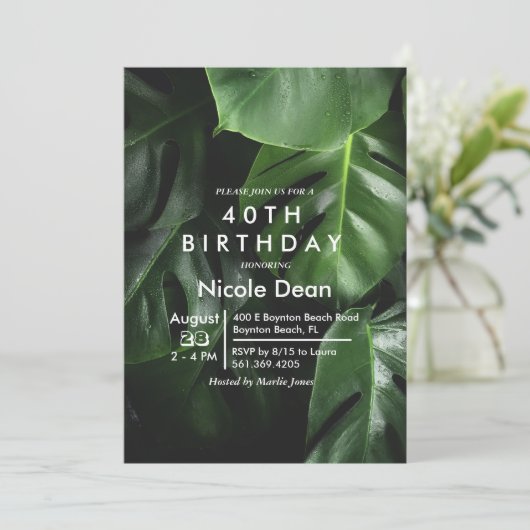 JEDES ALTER - Einladung von Tropenblättern zum Geb (Stehend Vorderseite)