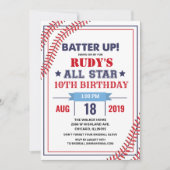 JEDES ALTER - Einladung zum Baseball Geburtstag (Vorderseite)