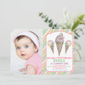 JEDES ALTER - Eiscreme zum Geburtstag Einladung (Stehend Vorderseite)