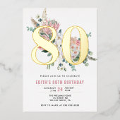 Jedes Alter Elegante Moderne Dusty Rose Blumen Folieneinladung (Vorderseite)