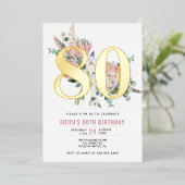 Jedes Alter Elegante Moderne Dusty Rose Blumen Folieneinladung (Stehend vorne)