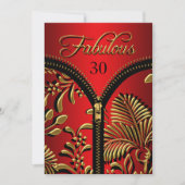 Jedes Alter Fabulous Royal Red Gold Black Geburtst Einladung (Vorderseite)