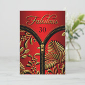 Jedes Alter Fabulous Royal Red Gold Black Geburtst Einladung (Stehend Vorderseite)