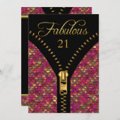 Jedes Alter Fabulous Sequins Pink Gold Black Birth Einladung (Vorne/Hinten)