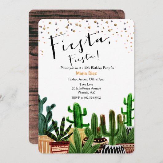 JEDES ALTER - Fiesta Cactus Birthday Einladung (Vorne/Hinten)