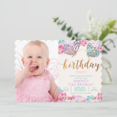 JEDES ALTER - Foto Butterfly Geburtstag Einladung (Stehend Vorderseite)