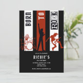 Jedes Alter Geboren zu Rock & Roll Rocker Geburtst Einladung (Stehend Vorderseite)